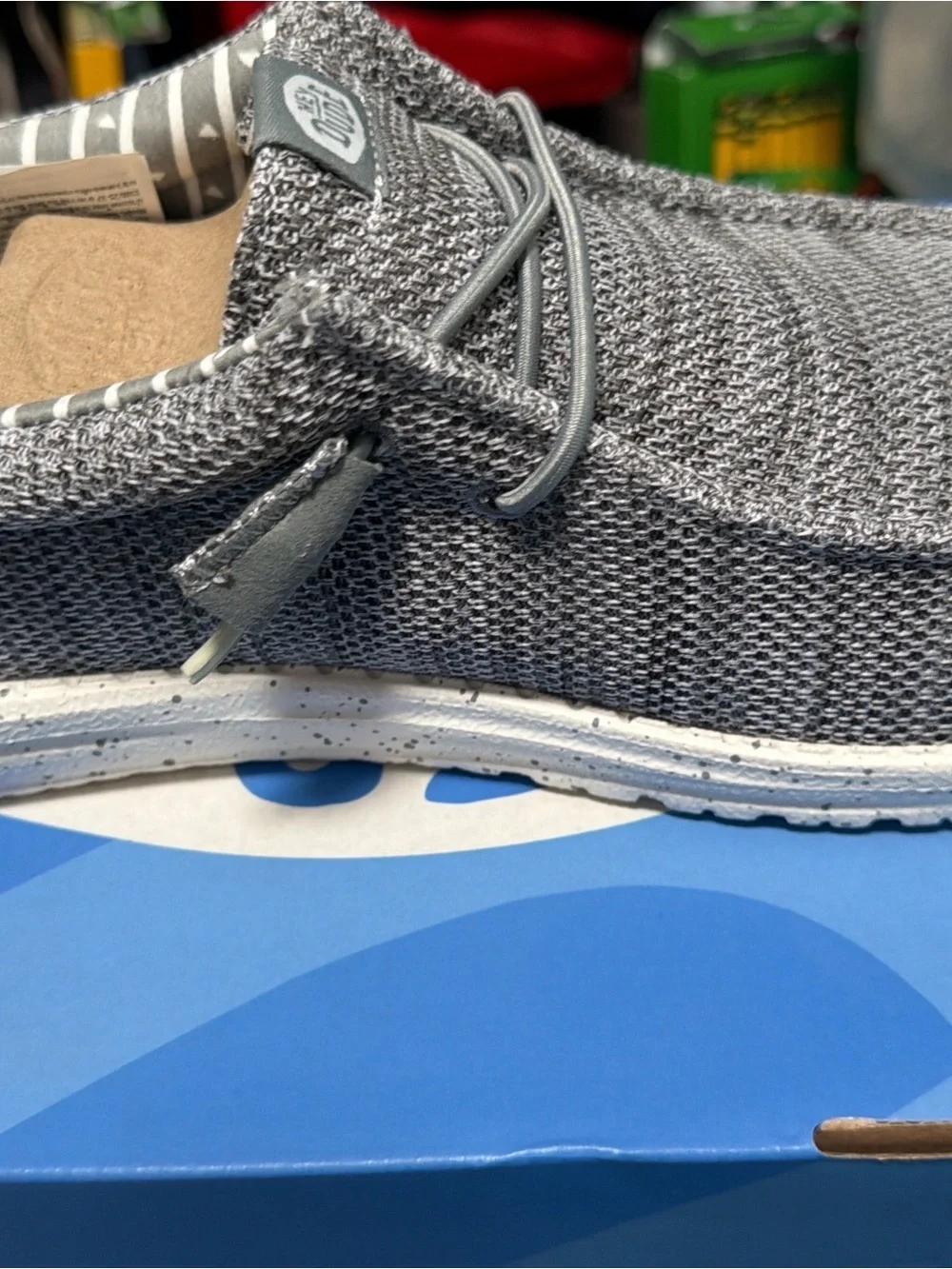 Hey Dude Gray Knit Slip-On with White Speckled Sole